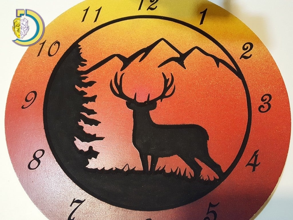 Laser Cut Wooden Deer Clock 12 Inch Free Vector