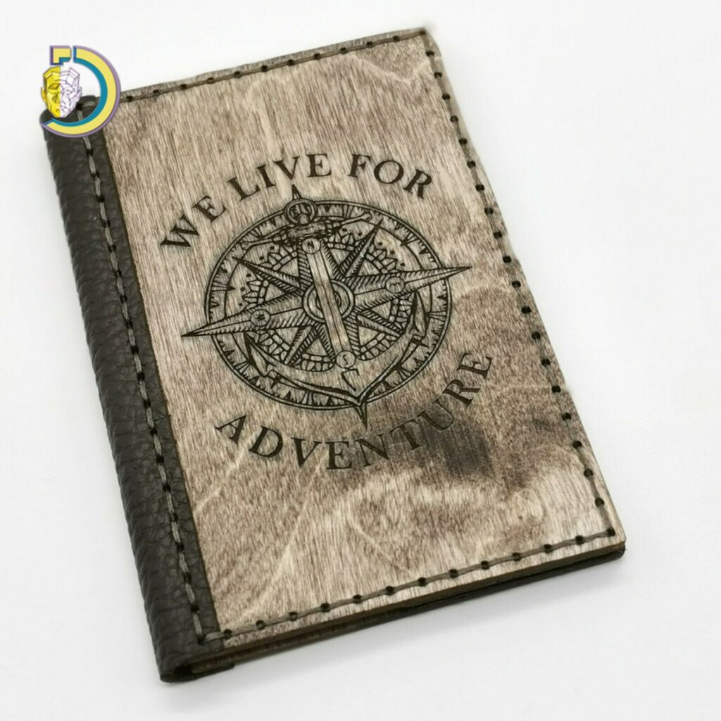 Laser Cut Wooden Engraved Passport Cover CDR Free Vector