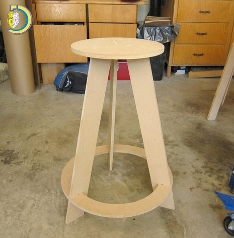 Laser Cut Wooden Stool With Round Seat DXF Vector