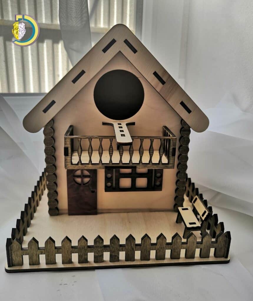 Laser Cut Wooden Unique Decorative Bird House Pet Nest CDR Free Vector