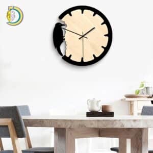 Laser Cut Woodpecker Style Wall Clock Free Vector