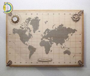 Laser Cut World Map Wall Decor Free Vector