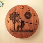 Laser Engraved Wall Clock with Deer CDR Free Vector