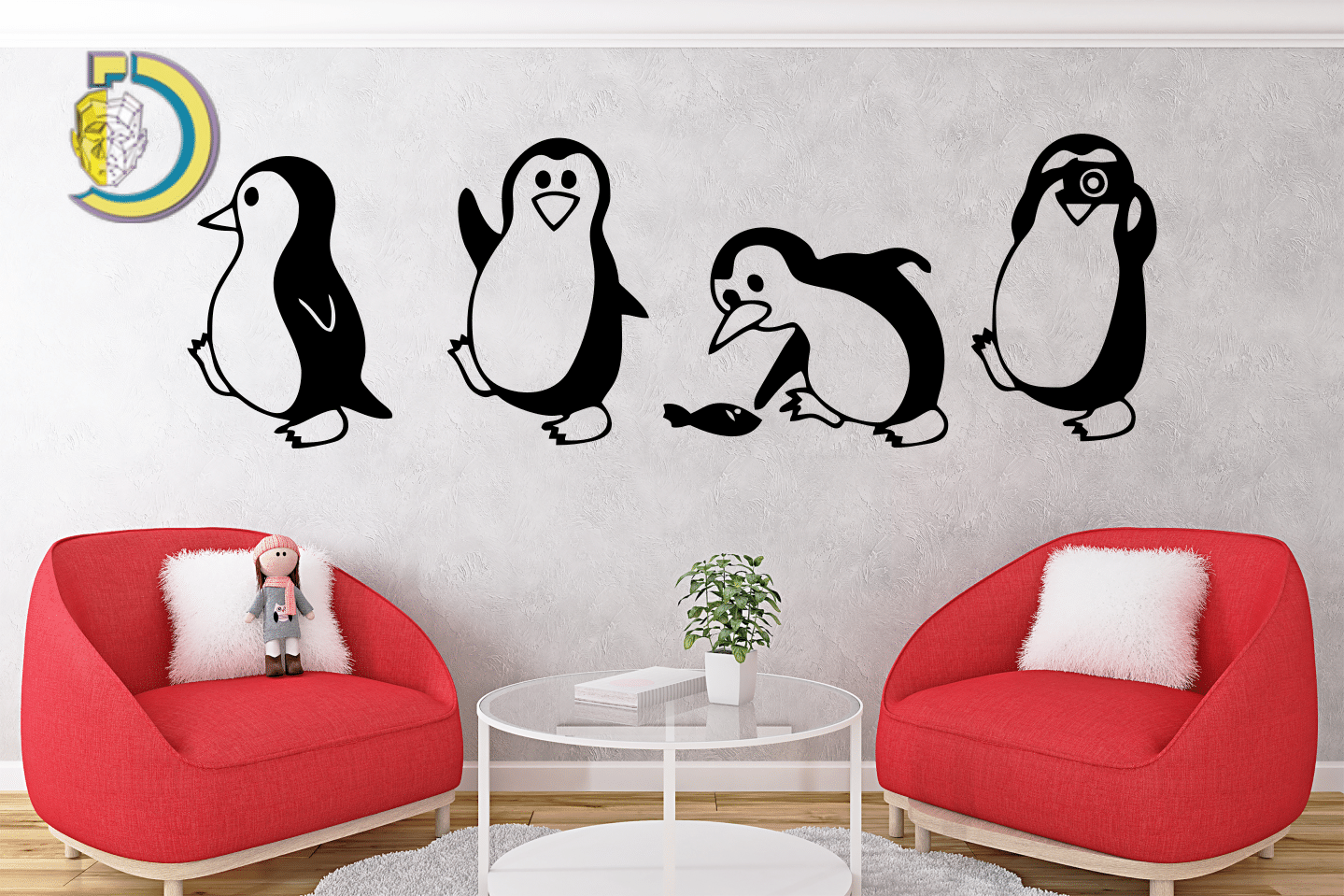 Penguin Wall Decor CDR DXF Free Vector