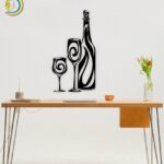 Wine Glass and Bottle Wall Decor CDR Free Vector